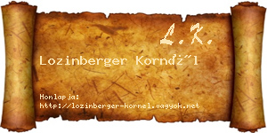 Lozinberger Kornél névjegykártya